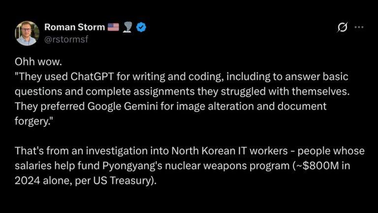 Roman Storm Targets Google and OpenAI Over DOJ Crypto Conviction